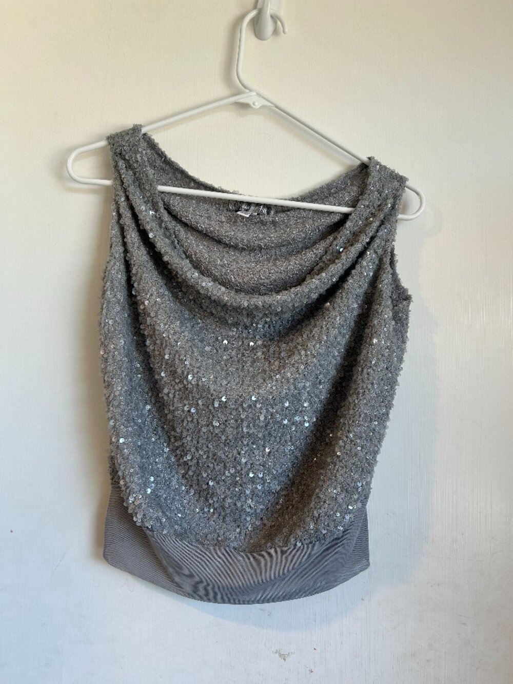 Sequin Cowl Neck Top